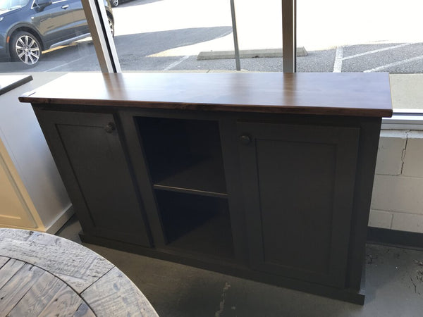 Charcoal with Light Top Open Middle 2 Door Cabinet 5'