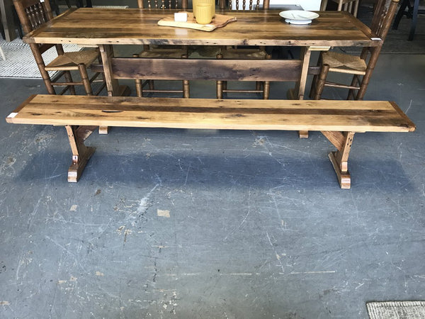 8' Reclaimed Wood Amish Trestle Bench (Natural)