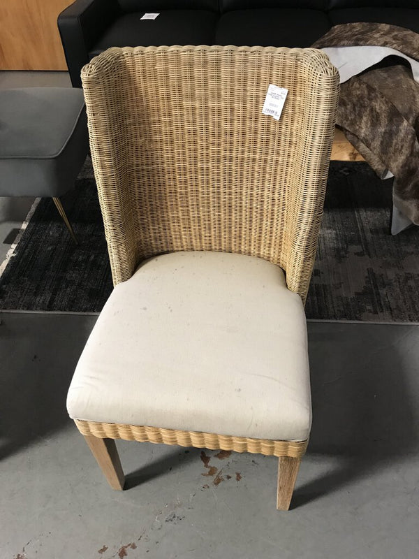 Wicker Chair with Cushion (AS-IS) (Stain)