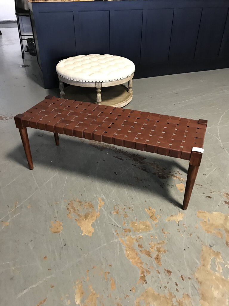 Woven Leather Bench