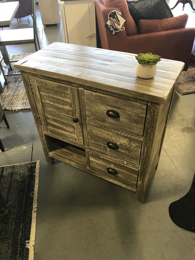 Grayish Accent Cabinet w/ 3 Drawers & Cabinet Drawer