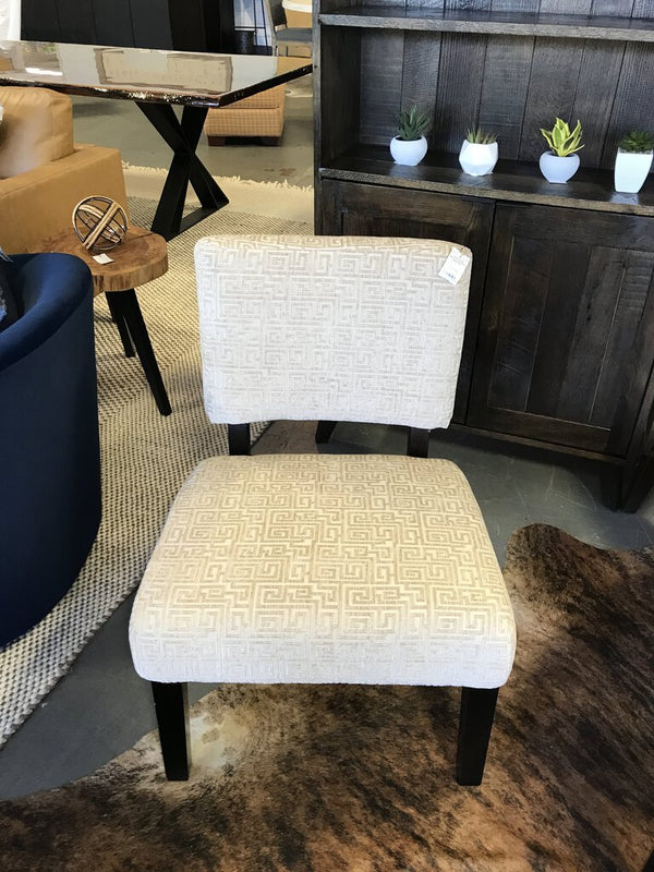 Beige Upholstered Armless Side Chair