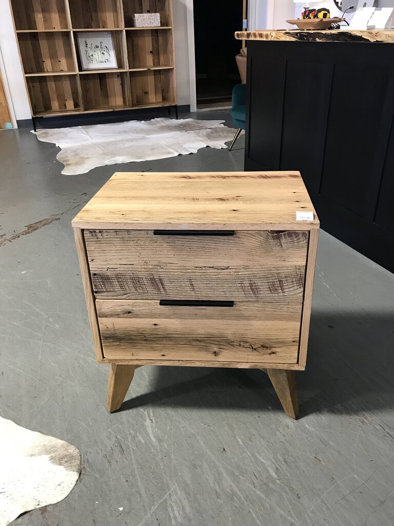 Amish MCM Style 2 Drawer Nightstand- Natural Matte