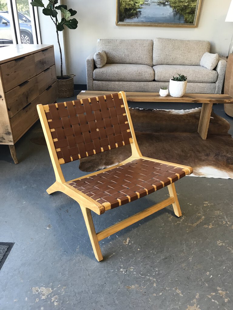 Mumber Woven Leather Accent Chair