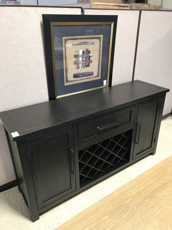 Black 2 Door Server W/ Wine Rack