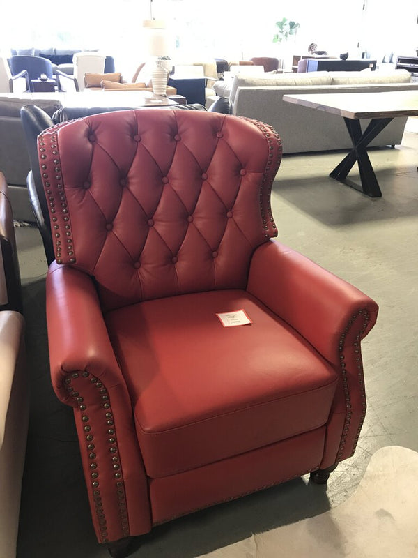 Abraham Genuine Leather Recliner- Red