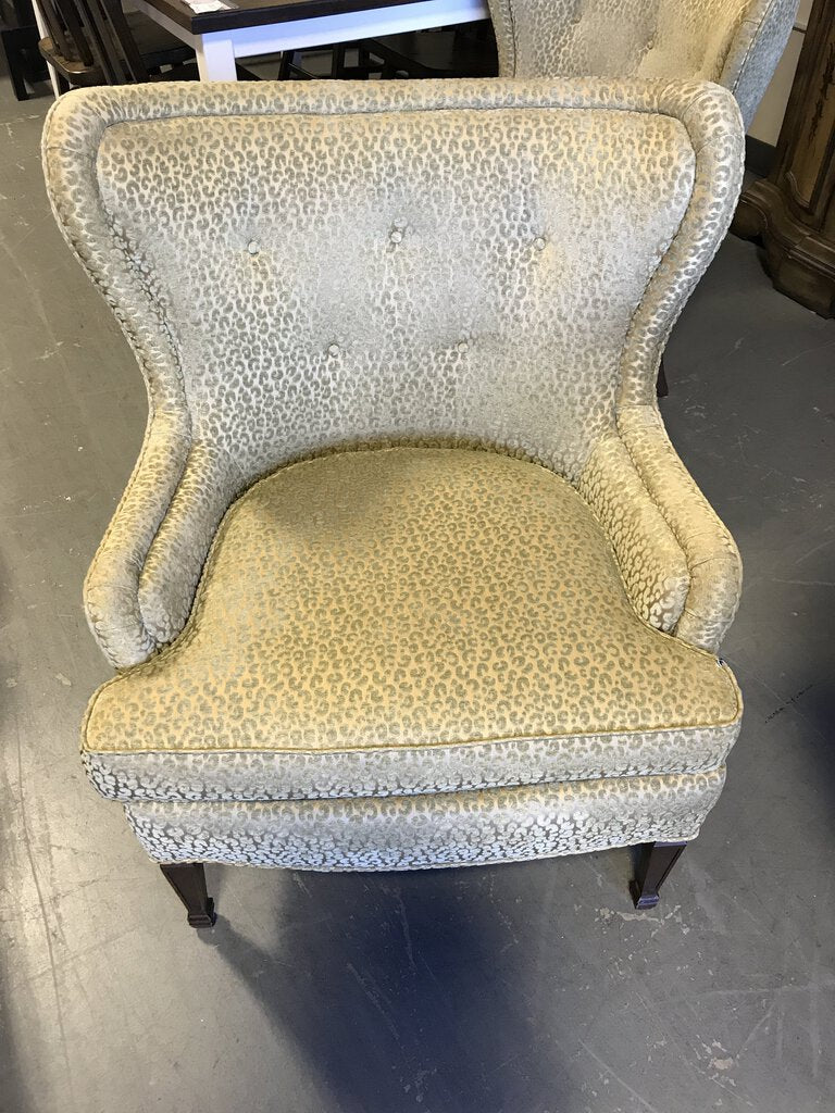 Vintage Animal Print Wingback Chair