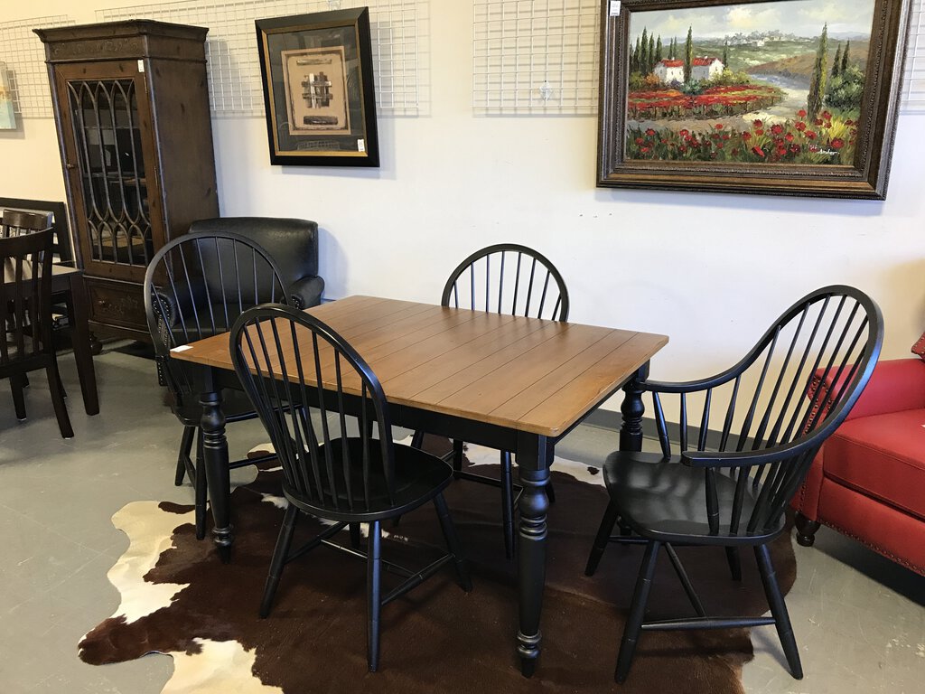 Black Ethan Allen Table w/ 4 Windsor Chairs