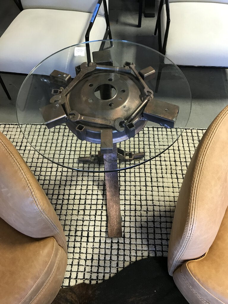 Industrial Custom Handmade Round End Table