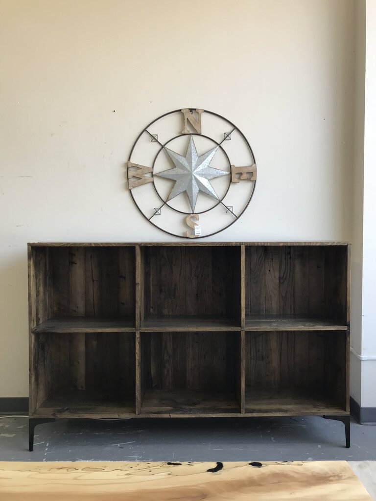 Open Cubby Bookcase-Walnut 66"(W)x14"(D)x43"(H)