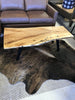 Live Edge Sycamore Coffee Table with Black Wood Legs (54"Lx26"Wx17"H)