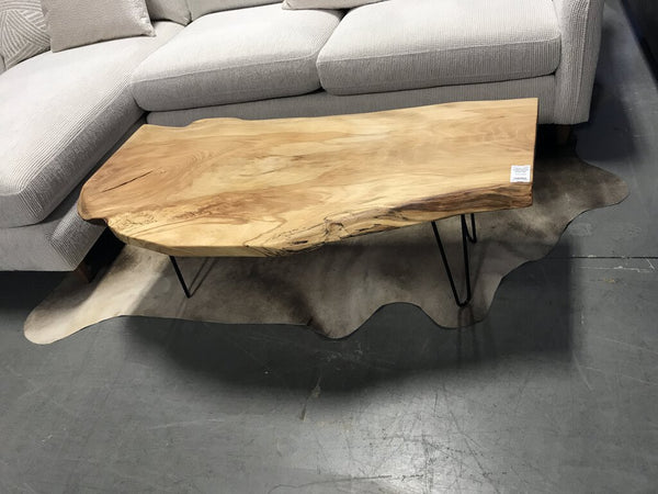 Live Edge Sycamore Coffee Table with Hairpin Legs (4'x23"x17.5")