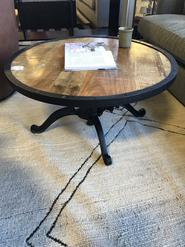 Adjustable Industrial Round Coffee Table