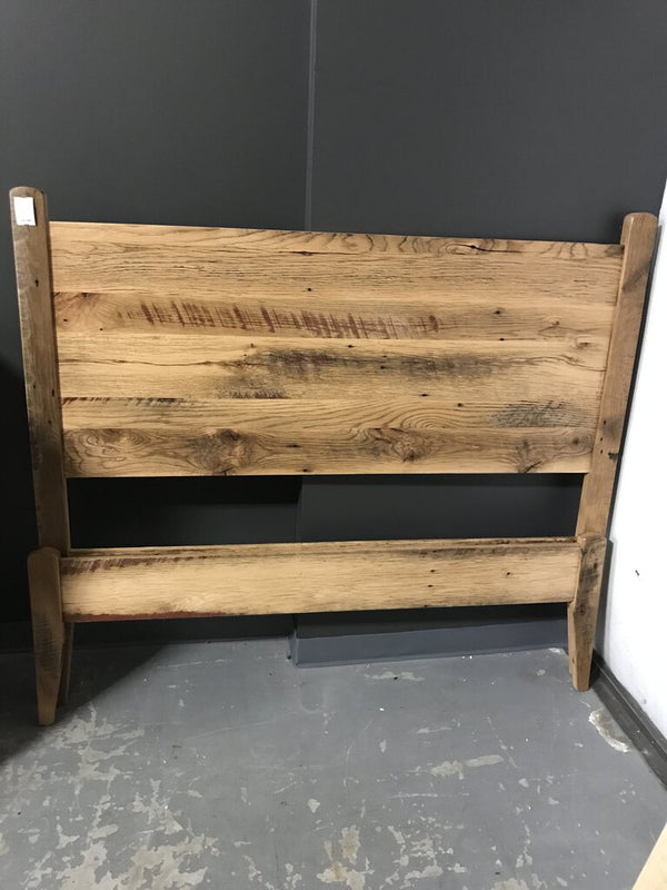 Amish Reclaimed Wood MCM Style Bed- Queen - Natural Matte