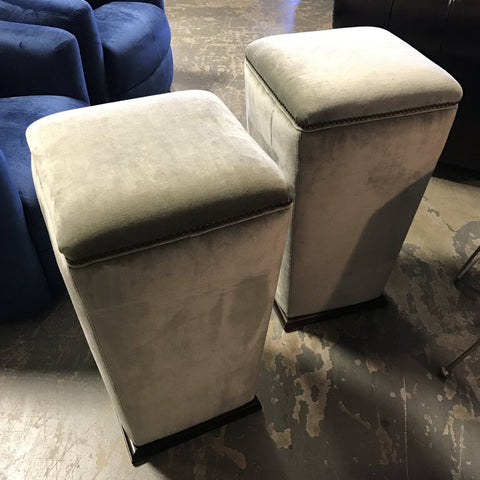 Custom Built Upholstered Stools - Sage (PAIR)