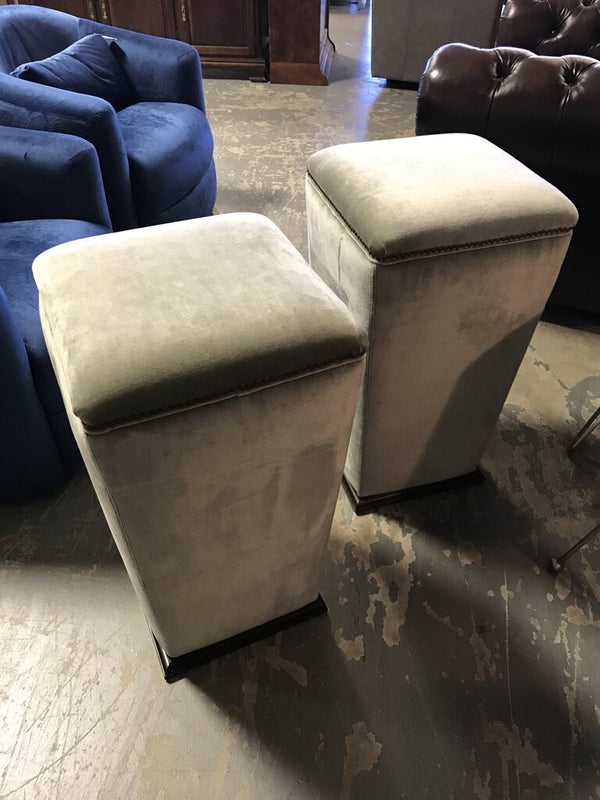 Custom Built Upholstered Stools - Sage (PAIR)