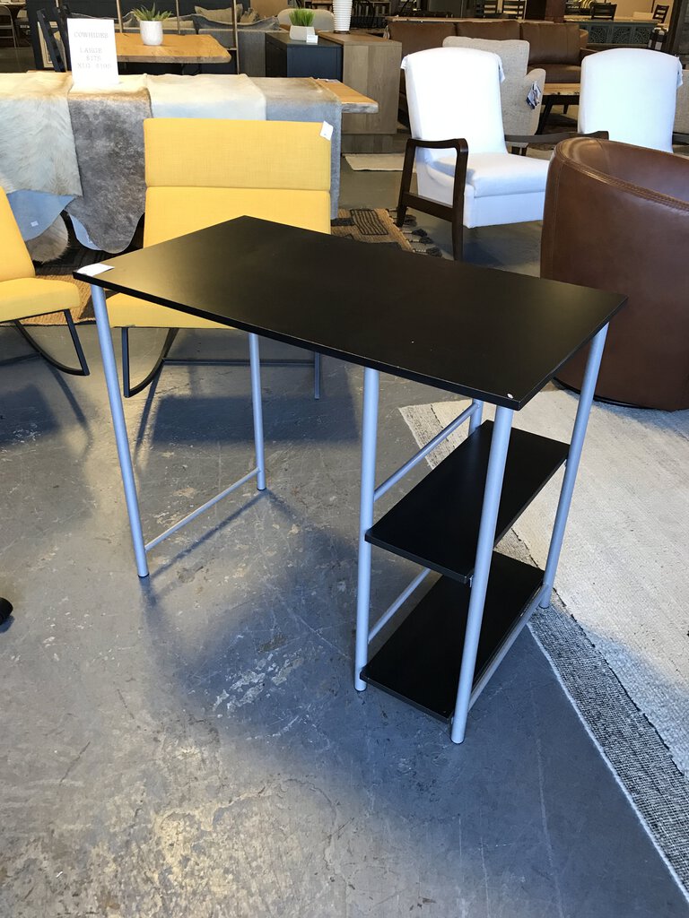 Small Black Desk W/ Shelves