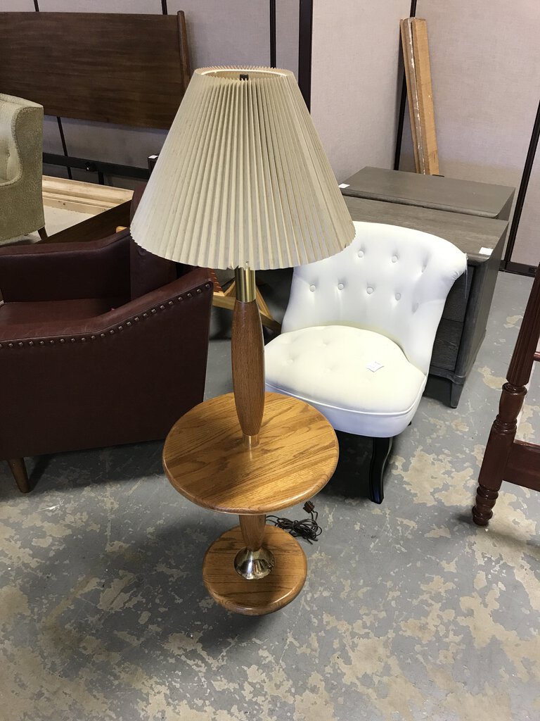 Oak Side Table Lamp