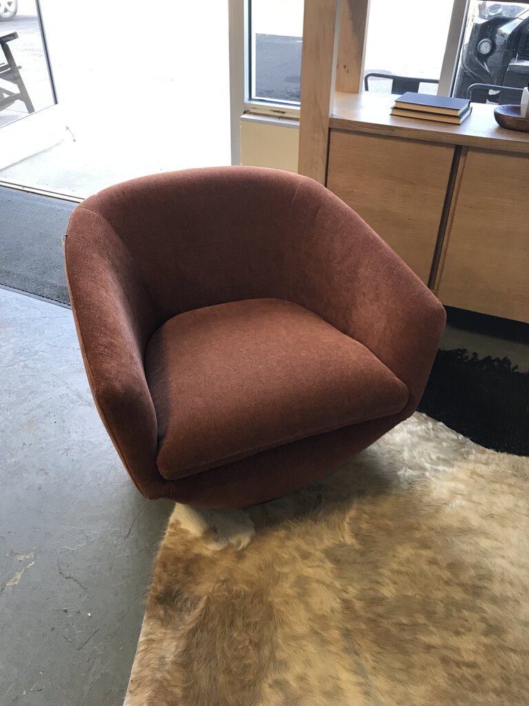 Burnt Orange MCM Style Swivel Chair