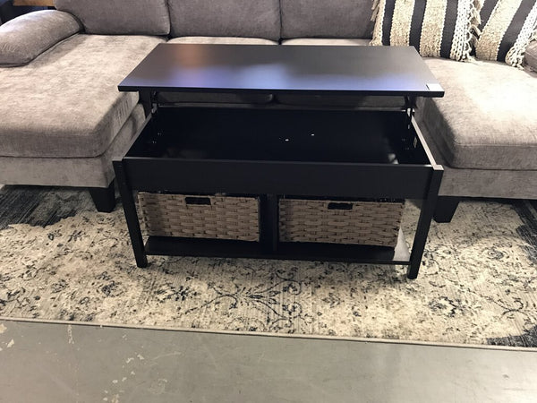 Black Coffee Table w/ Baskets