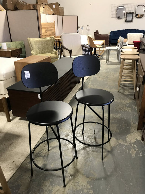 Pair of Afteroom Stool Plus - Dakar Black/ Counter: 25 in height As-Is (Missing Foot Caps)