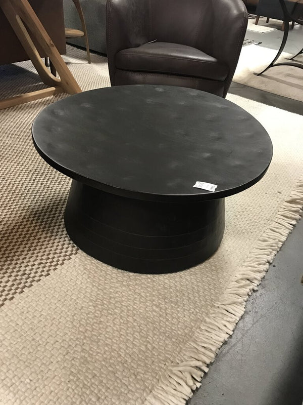 Modern Dark Wood Oval Coffee Table