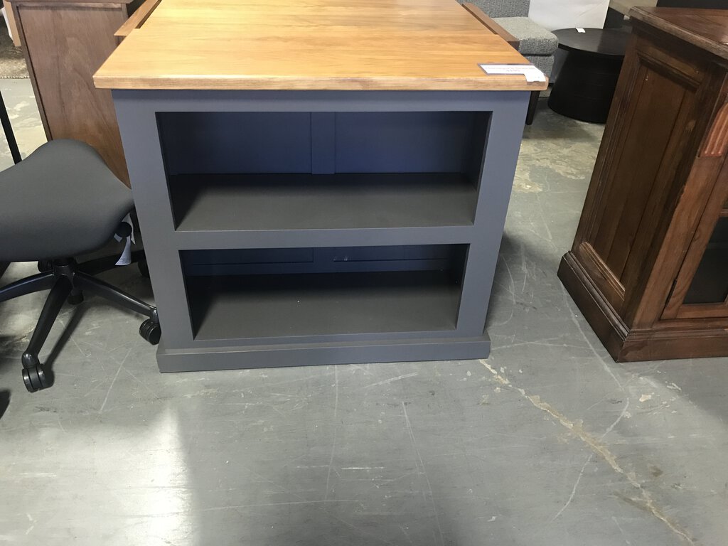 Small Amish Bookcase w/Finished Back - Medium Stain/Grey