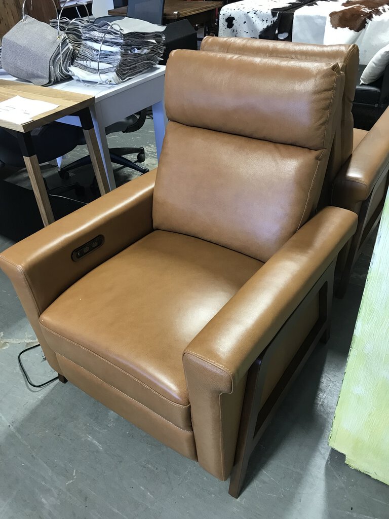 Genuine Leather Power Recliner with Solid Wood Frame