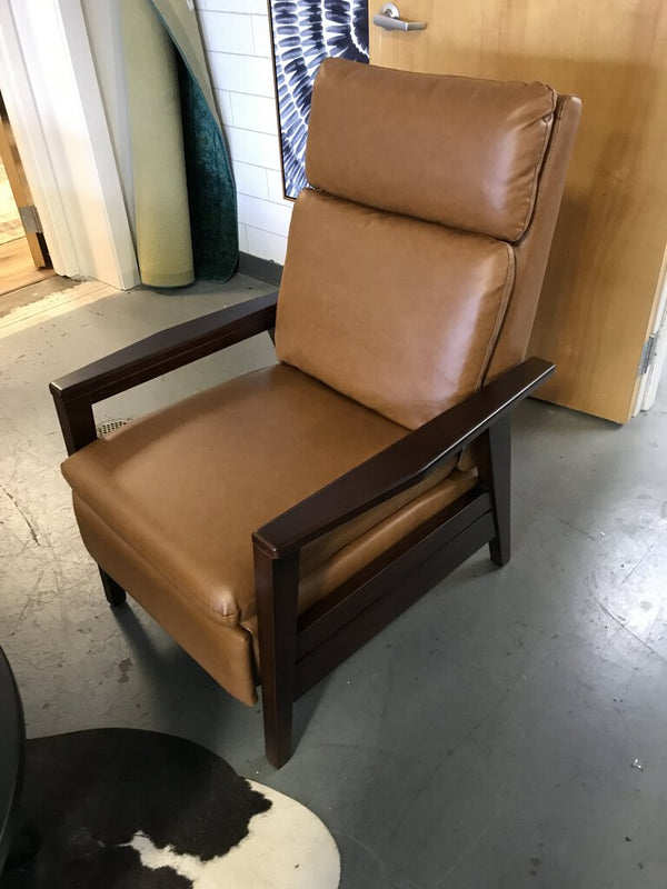 Patrick Mid-century Vegan Leather Solid Wood Recliner