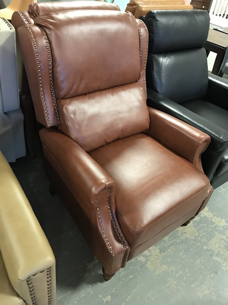 Theresa Genuine Leather Recliner-Brown