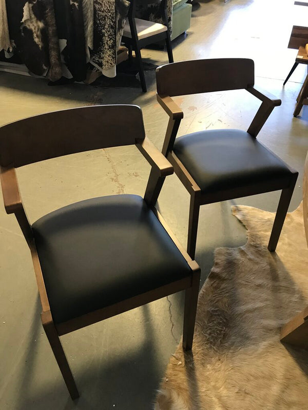 Set of 2 Zola Dining Chairs - Black & Walnut