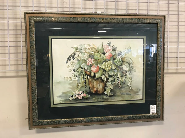 Floral Print in Green with Green Frame (36.25" x 29.5")