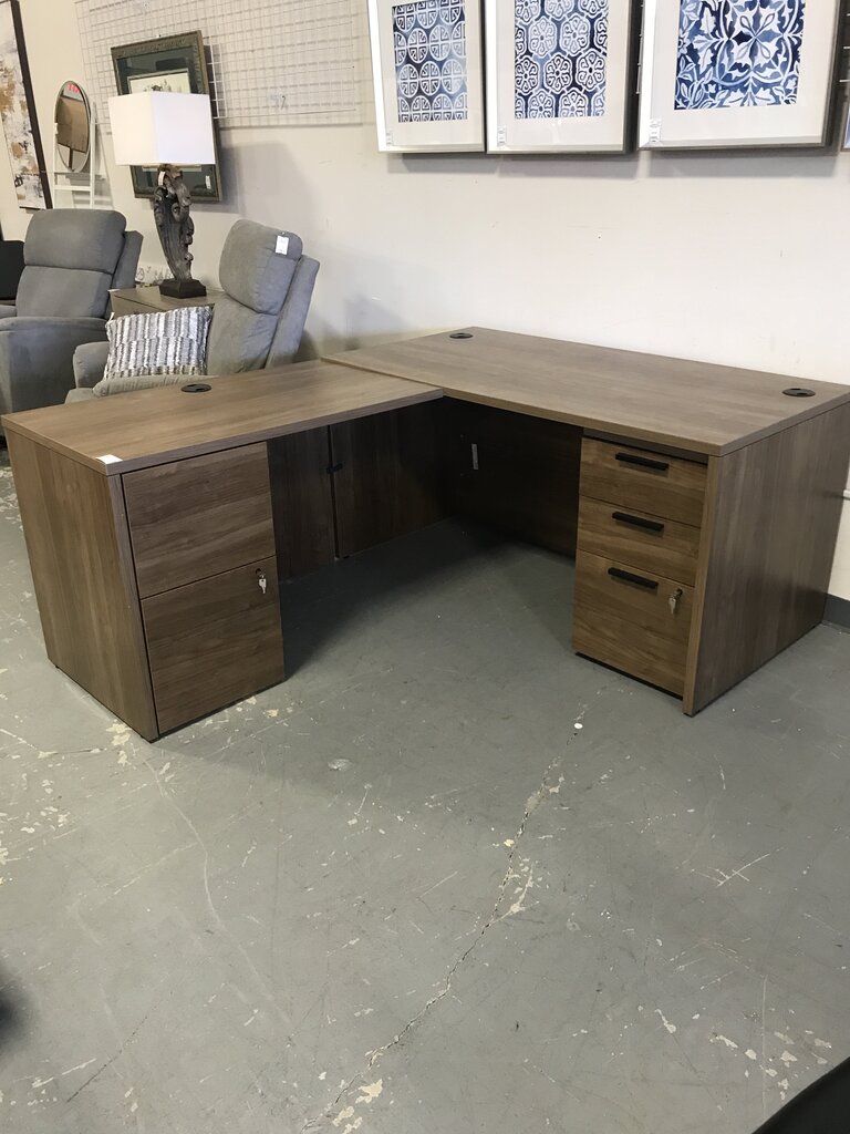L-Shaped Desk w/ Matching File Cabinet