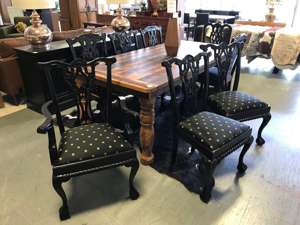 Vintage Dining Chairs - Black (Set of 8)