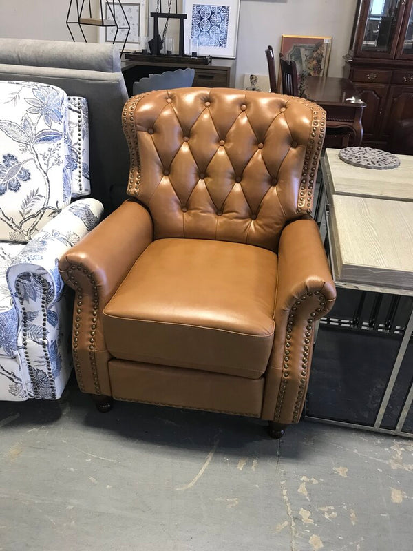 Abraham Genuine Leather Recliner- Camel