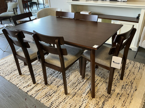 Dark Wood Dining Table + 6 Chairs