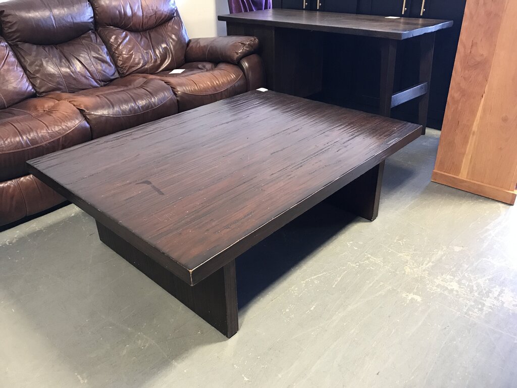 Rustic Modern Dark Wood Coffee Table (As-Is/Top)