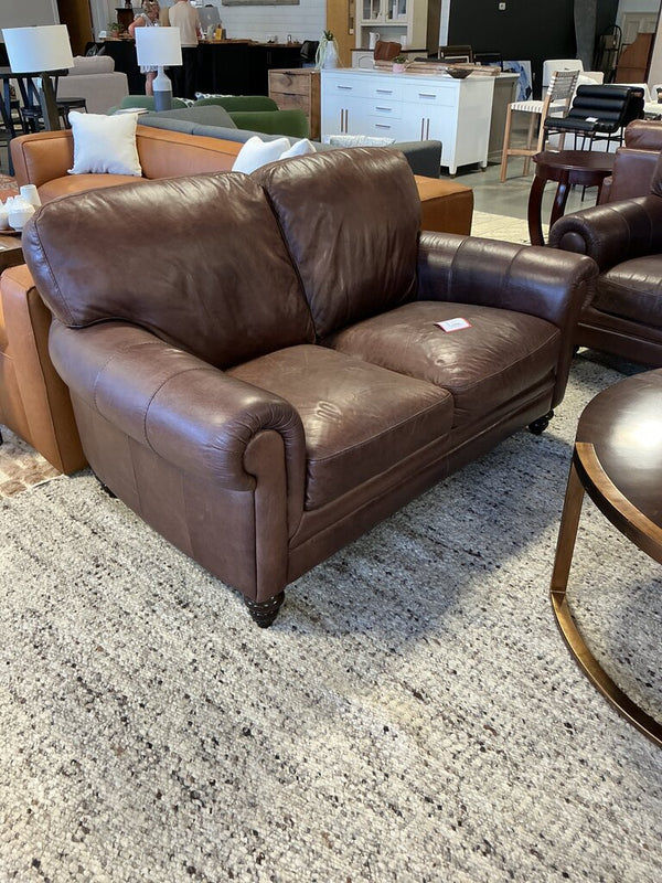 Sprintz Brown Leather Loveseat