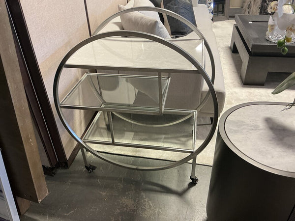Milo Round Bar Cart-Silver
