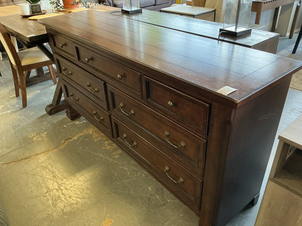 Dark Stained 7 Drawer Dresser