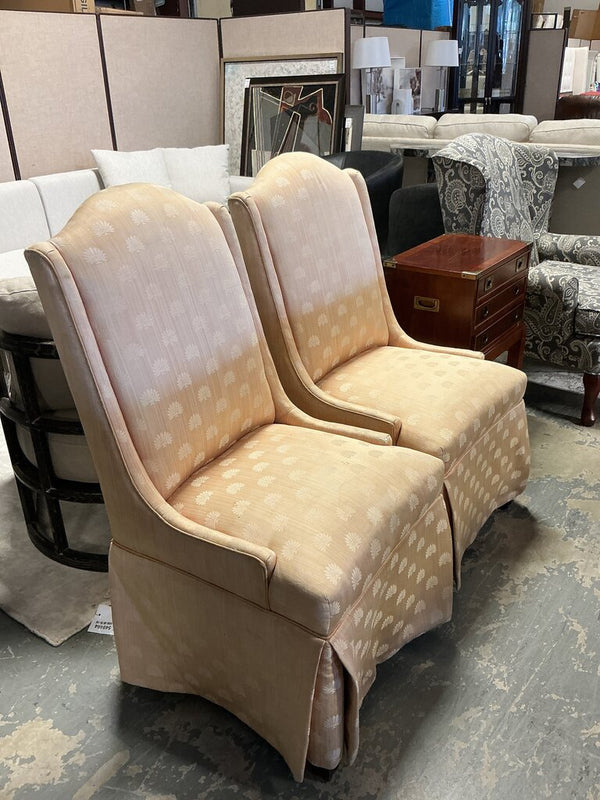 Peach Upholstered Parsons Chair (Pair) As-is