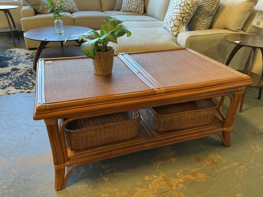 Bamboo Coffee Table W/ Baskets