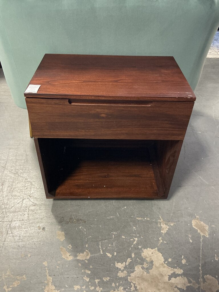 Ada 1-Drawer Nightstand-Walnut (As-Is, Damaged Corner)