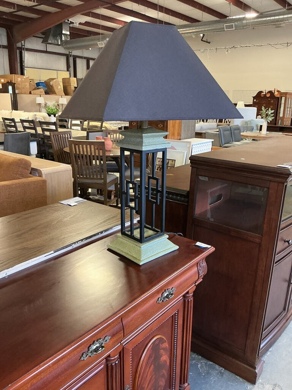 Faux Stone & Black Metal Lamp