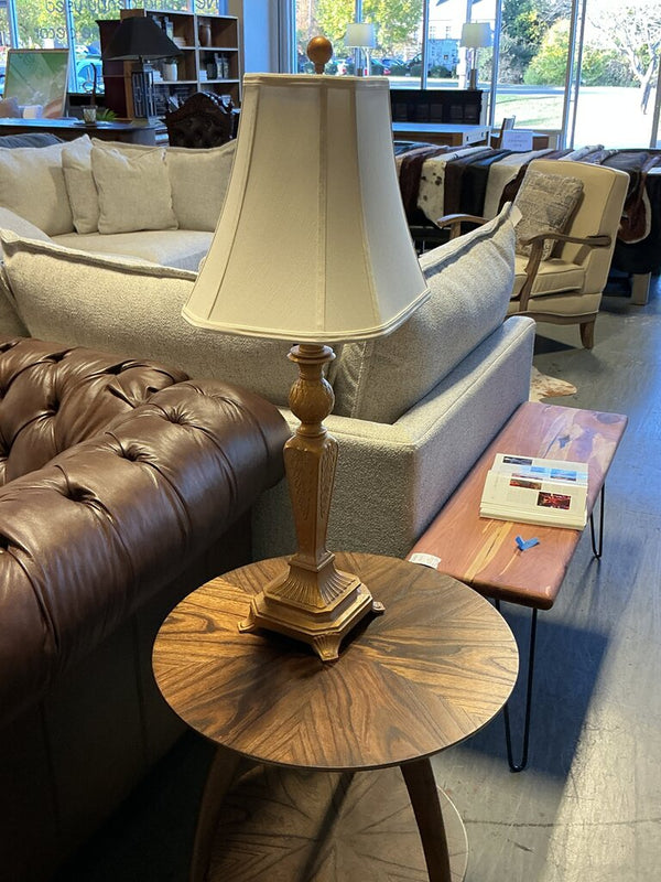 Gold Tone Lamp W/ Square Shade