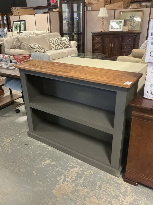 Charcoal Gray with Medium Stain Top Bookcase 4'