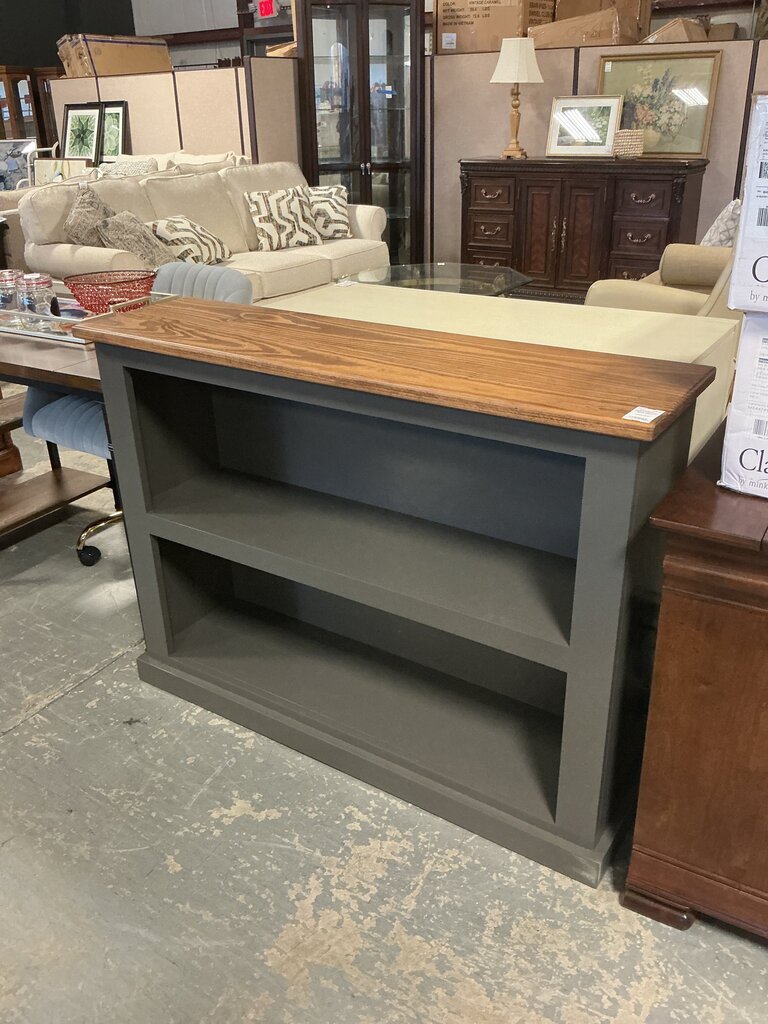 Charcoal Gray with Medium Stain Top Bookcase 4'