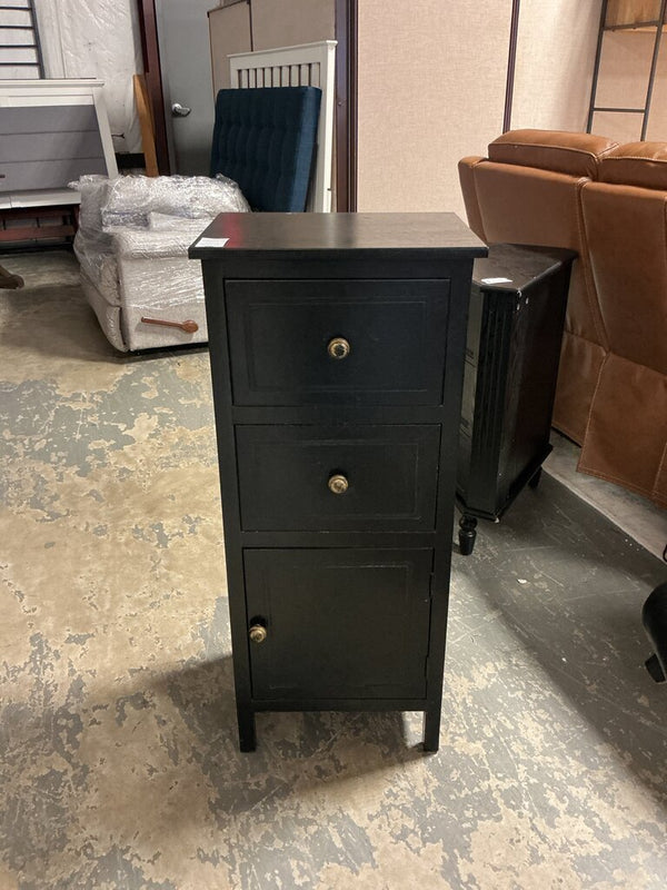 Tall Narrow Black Cabinet with Drawers