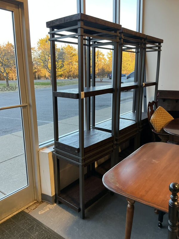 Industrial Dark Wood Bookshelf (As-Is)