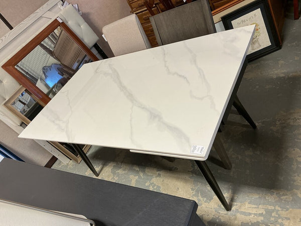 Marbleized Sintered Stone Top Table(As-Is, Missing Leaf)